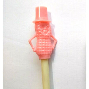Mr Peanut Vintage Pink Drinking Straw 1950s Planters Peanuts Pop Culture Plastic